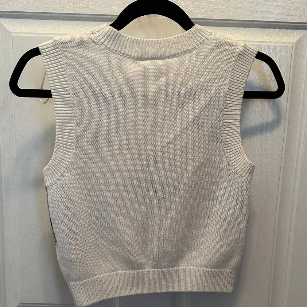 Smiley H&M Smiley Face Knit Sweater Vest Cotton Blend Size XS - Picture 2 of 4